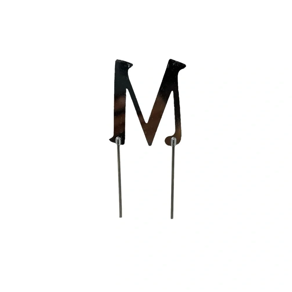 Silver 3” Cake Topper Decoration | Monogram Letter M | Metal